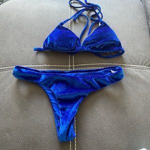 Blue like velvet material bikini from zaful size L